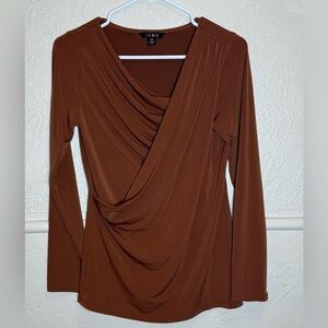IMAN Women's Brown Drape Top